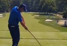 Watch Padraig Harrington Do a Happy Gilmore Swing For the Long Drive Competiton