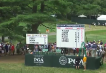 Watch Beef Hit An Incredible Blind Shot Through the Scoreboard and Onto the Green