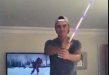 Rickie Fowler Shows Off Rainbow Sword Skills at Troon Frat House