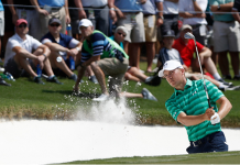 Spieth’s Late Charge Salvages First Round at Quail Hollow Jordan Spieth Shoots from the bunker at Quail Hollow Club.