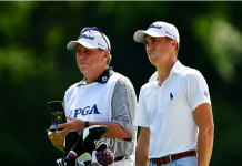 Questions For Tiger, JT, Rickie, Zach After Day One at PGA Justin Thomas and caddie Jimmy Johnson