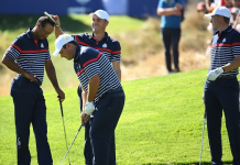 Photos: JT Gives Tiger a Quick Hair Transplant Tiger Woods Justin Thomas Ryder Cup Hair Transplant