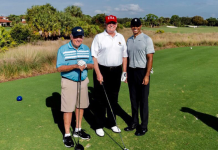 Tiger Woods, Jack Nicklaus Join President Trump for Pre-Super Bowl Round of Golf Jack Nicklaus, President Donald Trump, and Tiger Woods