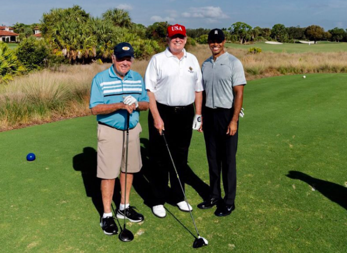 Jack Nicklaus, President Donald Trump, and Tiger Woods
