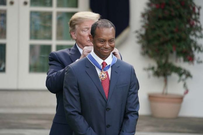 President Trump Tiger Woods White House