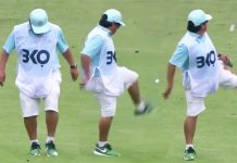 Tour Caddie Shows Off Some Soccer Moves andrea-pavan-caddie-soccer