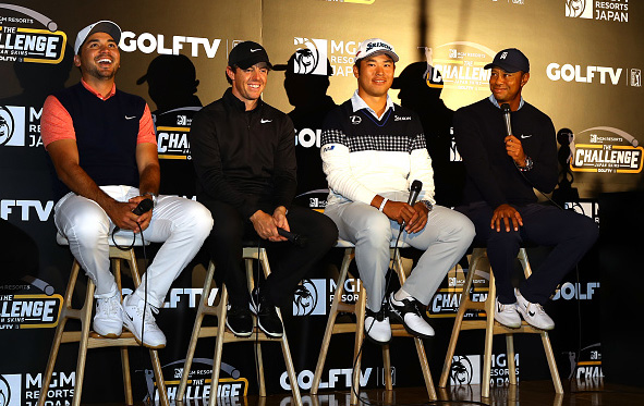 Jason Day, Rory McIlroy, Hideki Matsuyama, and Tiger Woods