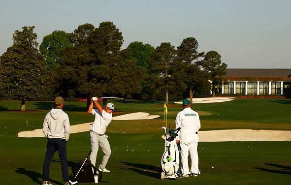 Bryson DeChambeau Practices Ahead of the 2021 Masters Tournament at Augusta National Golf Club