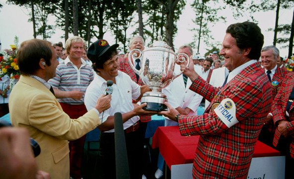 Lee Trevino wins the Wanamaker Trophy at the 1974 PGA Championship