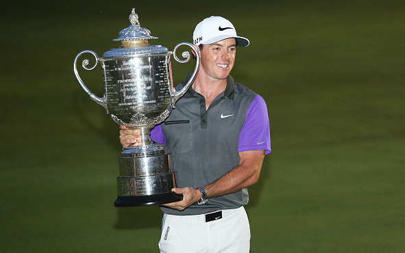 Rory McIlroy wins the Wanamaker Trophy at the 2014 PGA Championship