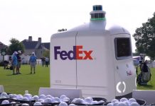 FedEx’s Same-Day Robot Works the WGC-FedEx St. Jude Range, Delivering Golf Balls FedEx Roxo Roboto