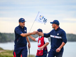 Scottie Scheffler and Bryson DeChambeau of the U.S. Ryder Cup Team