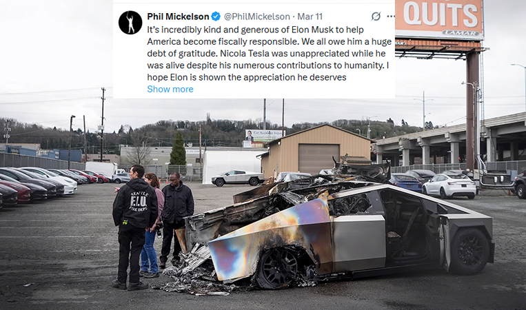 Tesla Terrorism Elon Musk Phil Mickelson