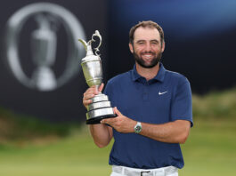 2025 British Open Scottie Scheffler Wins Pose Trophy