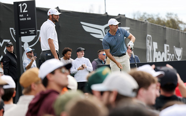 PGW-2026-Genesis Inv Primer Scottie Scheffler Rory McIlroy 12th tee 2026 Genesis Inv Primer Scottie Scheffler Rory McIlroy 12th tee