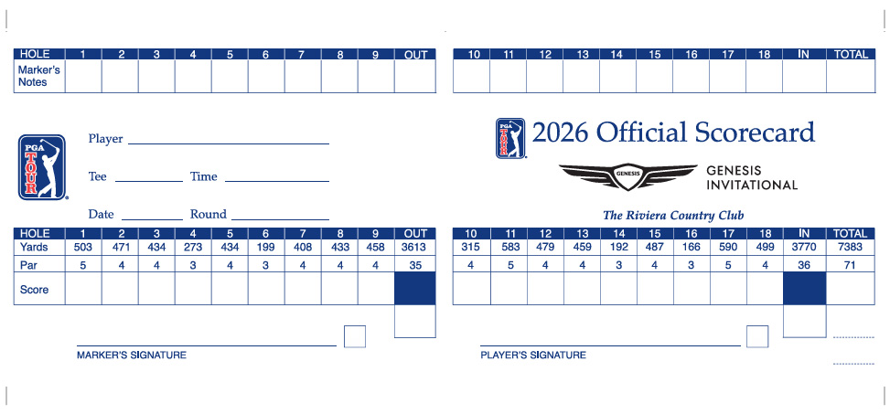 2026-Genesis Invitational at Riviera Country Club Primer Scorecard