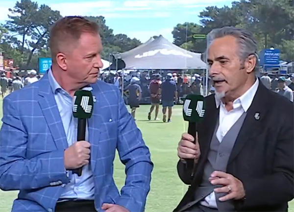 Arlo White (L) and David Feherty during the LIV Golf Adelaide tournament. (SG LIV Golf X)