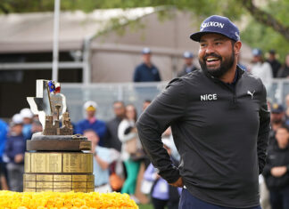 J.J. Spaun Claims Emotional Second Valero Texas Open Title 2026-Valero Texas Open JJ Spaun Wins Trophy