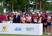 At Medinah, the President Trump “Distraction” Became the Spectacle 2026-Presidents Cup USA Wins Trophy Trump Wives