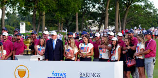 At Medinah, the President Trump “Distraction” Became the Spectacle 2026-Presidents Cup USA Wins Trophy Trump Wives