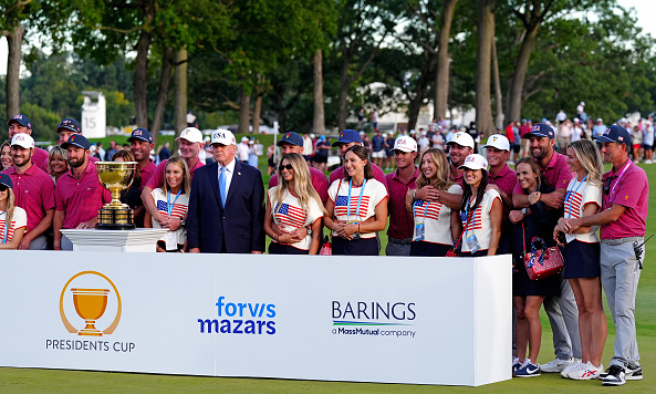 2026-Presidents Cup USA Wins Trophy Trump Wives
